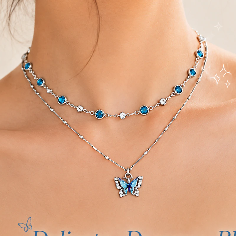 Blue Butterfly Layered Choker — image 1 of 9