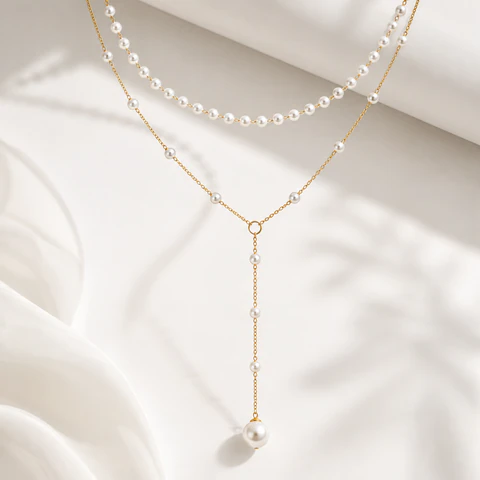 Faux Pearl Tassel Necklace — view 1 of 6