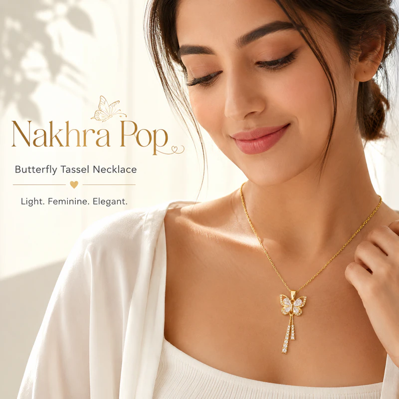 Gold Butterfly Tassel Necklace — view 1 of 7