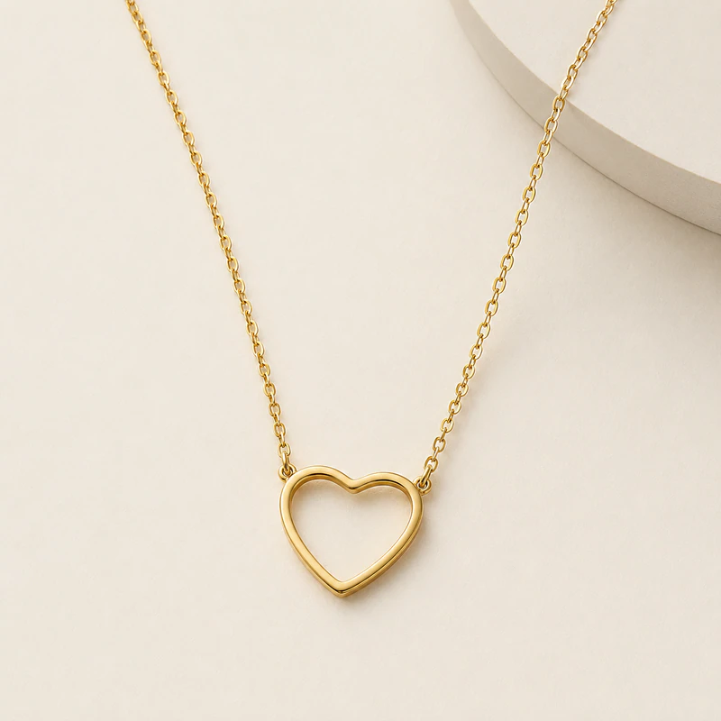 Minimalist Hollow Heart Necklace — image 1 of 6