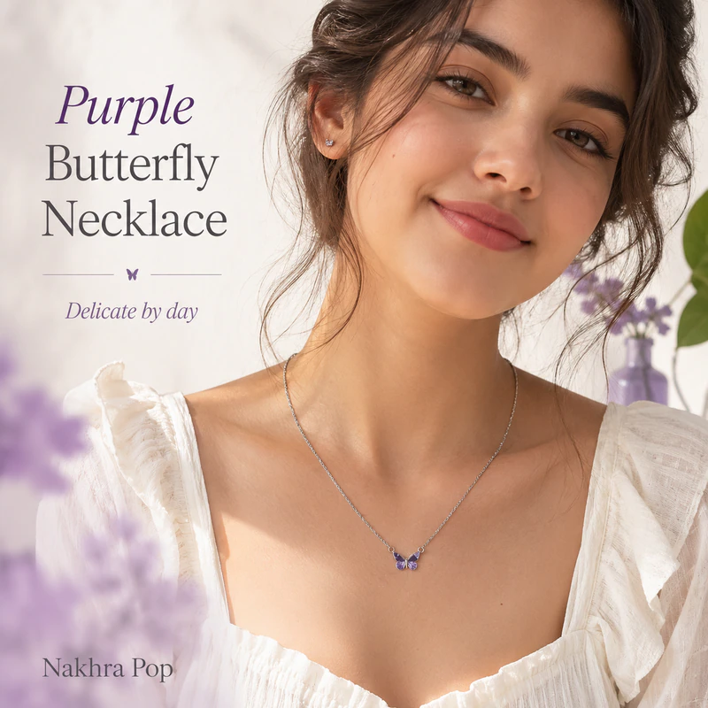 Purple Butterfly Necklace — view 1 of 7